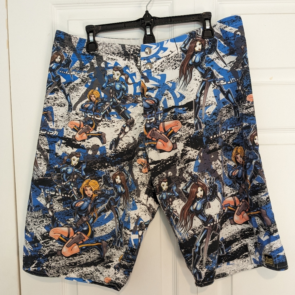 Men's Long Shorts with Wild Fighting Girls Design Lost Enterprises boardshorts